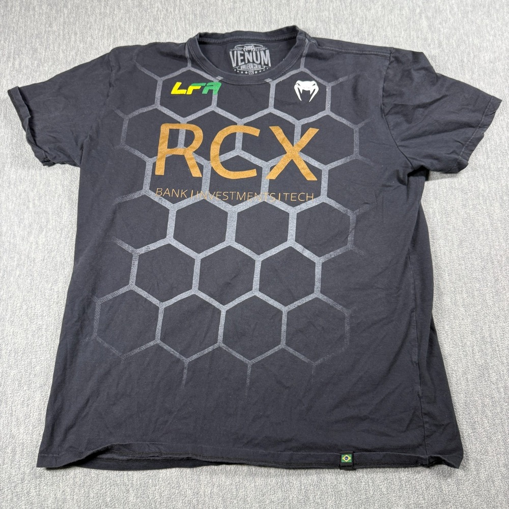Venum T-Shirt Mens Large Black LFA RCX Honeycomb Graphic MMA Combat Short Sleeve